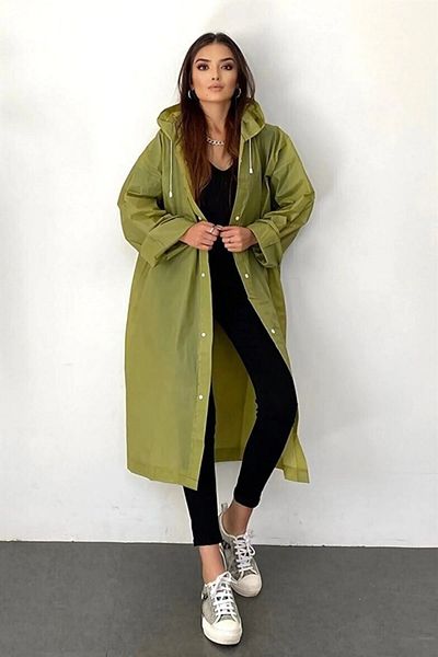 Orvila Unisex Eva Long Raincoat - Waterproof, Hooded and Snap-On Standard Size