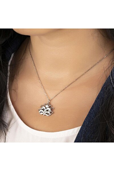 DİAMİNE PIRLANTA Lotus Gümüş Kolye Pırlanta Kolye