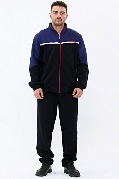 Marco Ferry Navy Blue Men's 3 Thread Rose Gold Half Turtleneck Winter Plus Size Tracksuit EDY5206LCV