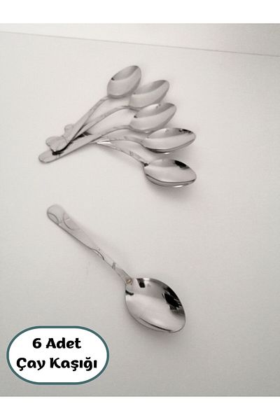 PATİKA Ev 6 Lux Stainless Steel Teaspoons with Tercan Card - 6 Sharp Grains Unbendable