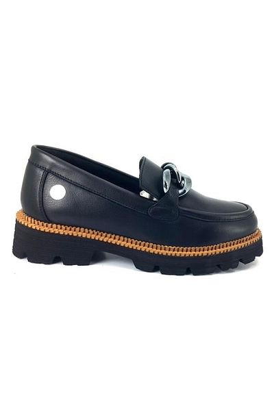 Mammamia D24Ka-6060 Black Women's Leather Loafer Shoes
