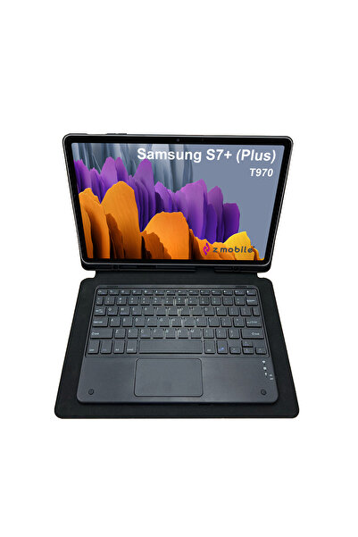 ZMOBILE Samsung Galaxy Tab S7 Plus 12.4” T970 Klavyeli Kılıf Touch Pad Yatay Standlı Kalemlikli