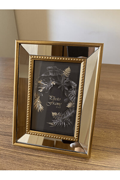 BELLARTE Aynalı Çerçeve, Cam Aynalı Altın Renk Çerçeveli Fotoğraf Çerçevesi, 10x15cm