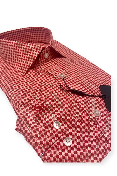 Chamis SlimFit Red Satin Modern Italian Collar Shirt