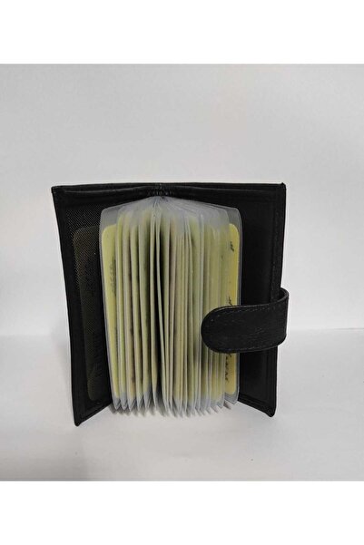 firdevsi hobi Πορτοφόλι με διαφανή θήκη για κάρτες από γνήσιο δέρμα με κάθετο κούμπωμα