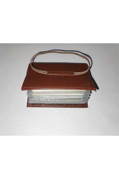 firdevsi hobi Πορτοφόλι με διαφανή θήκη για κάρτες από γνήσιο δέρμα με κάθετο κάλυμμα από καουτσούκ