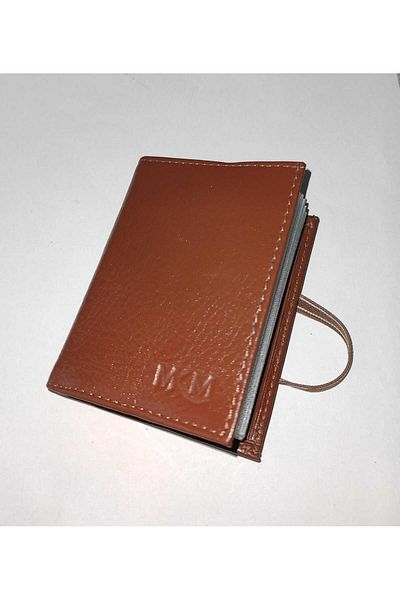 firdevsi hobi real leather transparent card holder wallet with vertical rubber housing