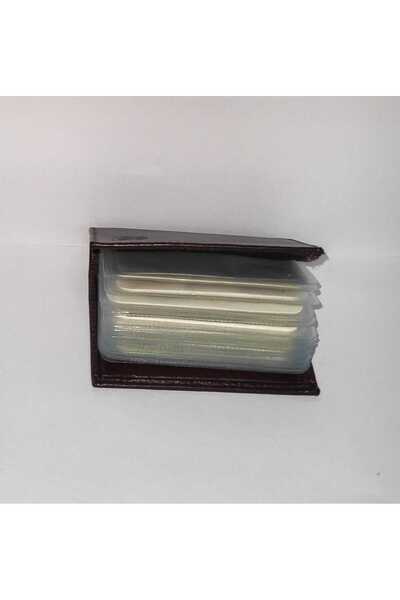 firdevsi hobi πορτοφόλι από γνήσιο δέρμα κάθετης διάφανης κατασκευής