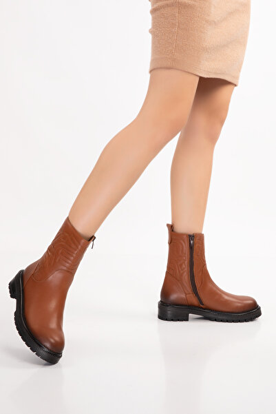 INNTRO VARGAS Hakiki Deri Kadın Bot Taba