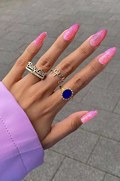 CSR Collection Pembe Renk Simli Takma Tırnak (Yapıştırıcılı)