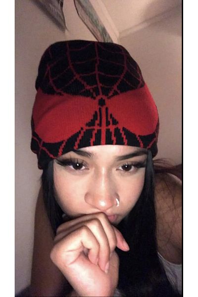 ellevana spider y2k style beret red unisex soft beret