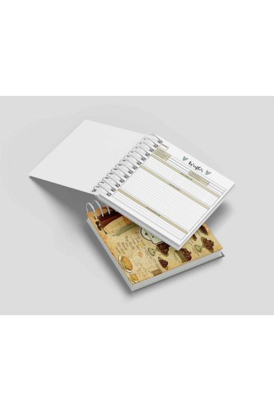 HRS غطاء من الورق المقوى المربع مقاس 21 × 21 سم دفتر وصفة وجبة مخطط حلزوني