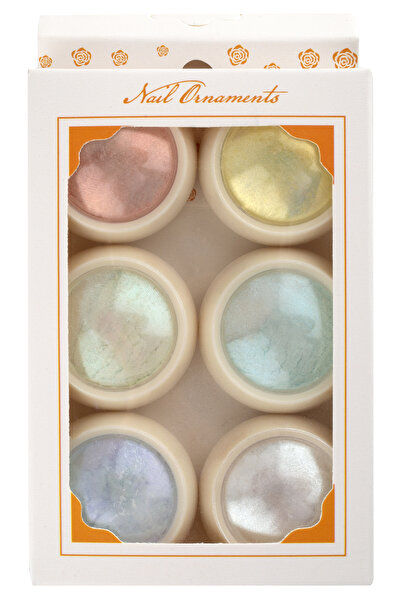 Tikatti 6 Renkli Nail Art - Ayna Efektli Krom İnci Tozu Seti