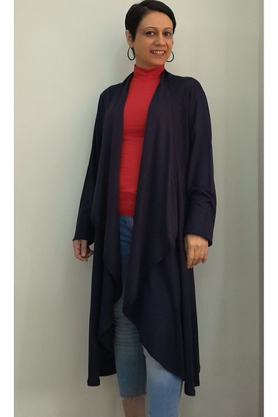 Mertcan Butik Jachetă tricotată cu guler șal salaș bleumarin