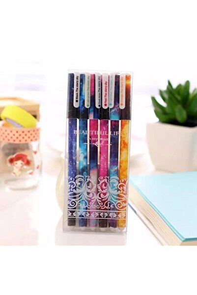 YeşilStationery مجموعة من 6 أقلام جل ملونة بألوان قوس قزح