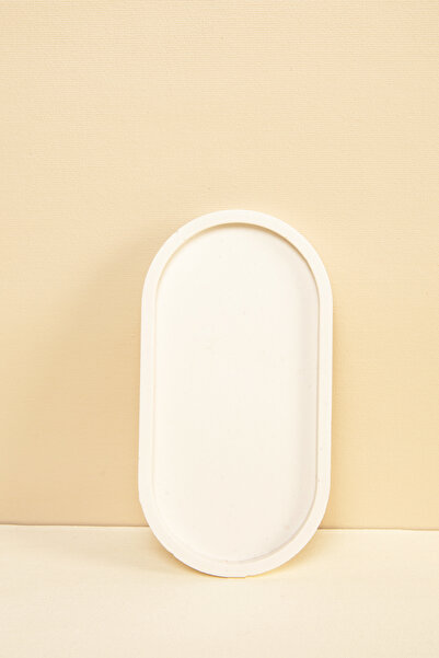 Handmeight Concrete Oval White Coaster / Presentation Stand / Tray / Decorati...