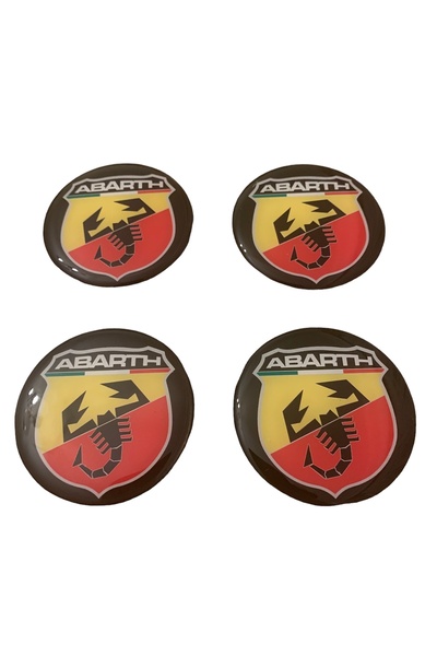 İKTUNING Abarth Fiat Logolu Punto 500 56 Mm Jant Göbek Damla Stıcker (SİYAH-S...