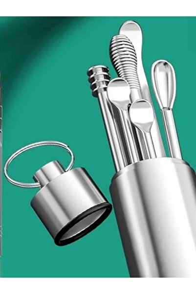 Uniquem 6 Parça Hijyenik Tüplü Çelik Kulak Temizleme Seti Spiral Kulak Kiri Temizleme Aparatları