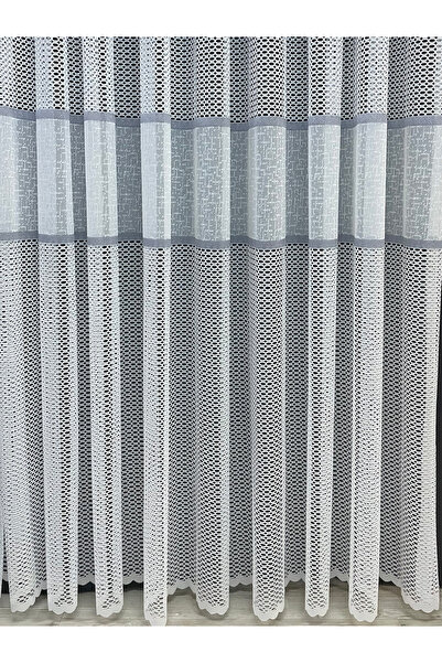 Cortibo Bodrum Şeritli 1'e 2,5 Orta Pileli Tül Perde Gri