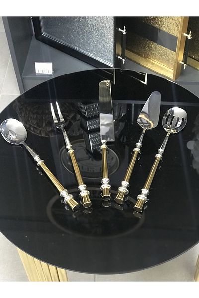 Santara طقم مكون من خمس قطع من الفولاذ المقاوم للصدأ عالي الجودة من Avangarde بلون ذهبي وفضي