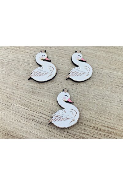 guluslazerkesim 15 Adet Kuğu Desenli̇ Ahşap Fi̇gür 4 Cm