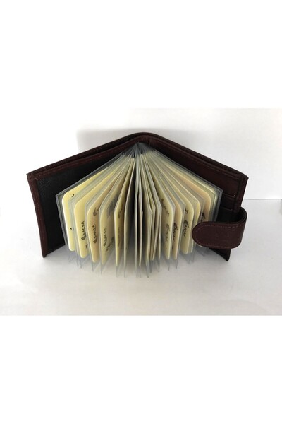 firdevsi hobi Mkm Genuine Leather Wallet with Transparent Card Holder Horizontal Model