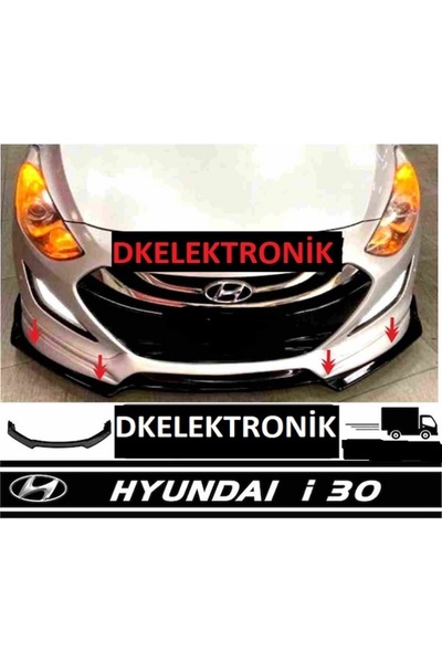 DKELEKTRONİK Hyundai İ30 Ön Tampon Eki Lip 3 Parça Parlak Siyah Siyah Uyumlu