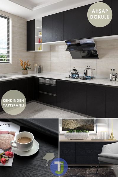Technojet Self Adhesive Wood Look Kitchen Bathroom Countertop Wall Cabinet Table Veneer 60X100cm
