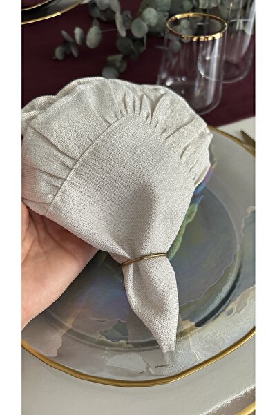 Decamor home 6 bucăți șervețele cu volane aurii cu sclipici ecru șervețele cu design special