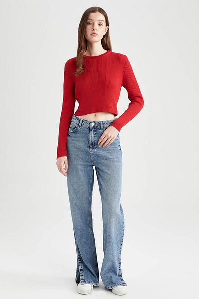 DeFacto Slim Fit Crew Neck Red Sweater Z6945az22wn