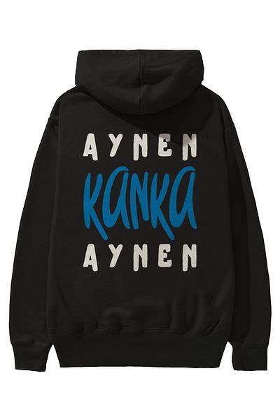 Ankhises Aynen Kanka Aynen Writing Back Printed Negru Oversize Glugă Hanorac Bărbați Femei