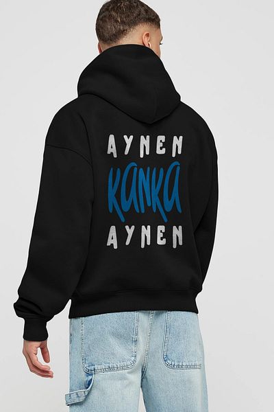 Ankhises Aynen Kanka Aynen Writing Back Printed Negru Oversize Glugă Hanorac Bărbați Femei