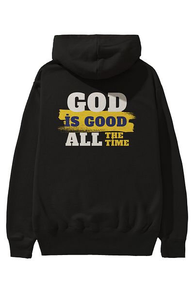 Ankhises God is Good Hanorac negru oversize cu glugă, cu imprimeu la spate, bărbați, femei