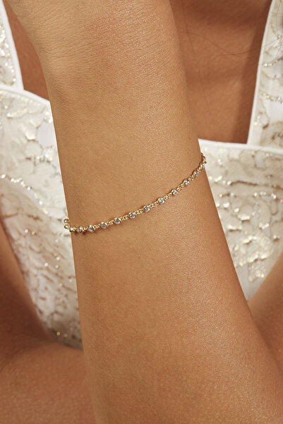 Joy of Jade Damla Bileklik 1 Mikron 18 Ayar Altın Kaplama 925 Ayar Gümüş Üzerine Zirkonyum