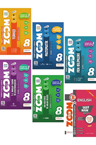 Günay Yayıncılık Günay Yayınları 8.sınıf Zoom Serisi Türkçe,matematik,fen,inkılap,din,ingilizce Soru Kitabı Seti 2023