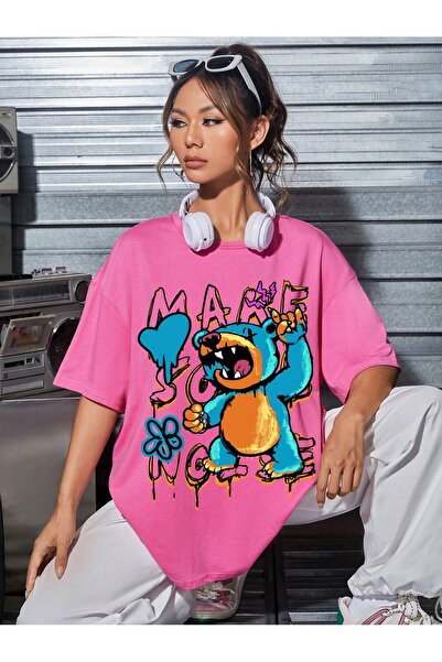 Adrift Tricou supradimensionat cu desene animate și design grafic, seria Cart...