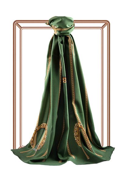 Vissona Γυναικείο σάλι πολυτελείας Medina Silk Emerald Green