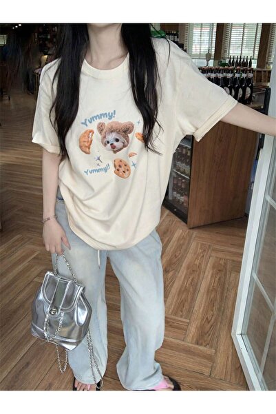 Adrift Tricou supradimensionat cu desene animate și design grafic, seria Cart...