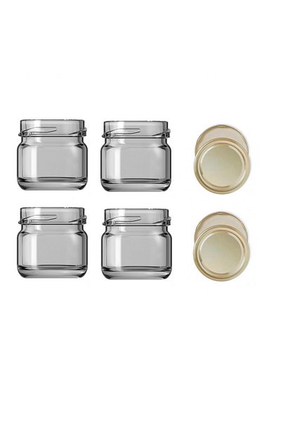 Juniberry 4pcs 29cc Mini Glass Jar Multi-Purpose Wedding Henna Honey Jar with Gold Lid 4x29ML