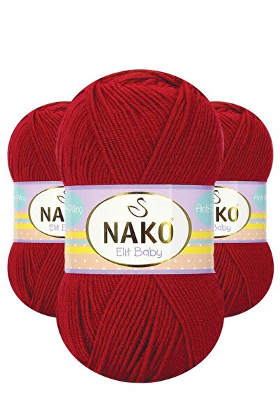 NAKO إليت بيبي 298 (فلفل أحمر) لا يسبب بيلينغ غزل/صوف للحياكة اليدوية مضاد لل...