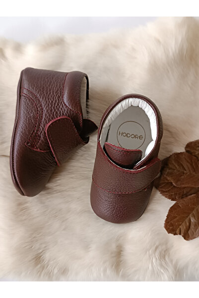 Hodore Genuine Leather Velcro Baby Boots Claret Red