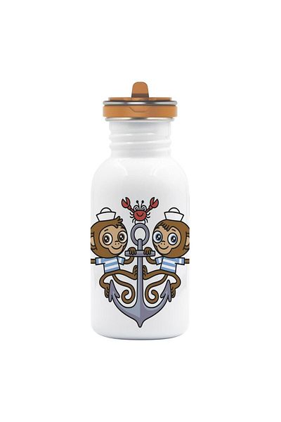 LAKEN Steel Basic Single Leather Bottle 0.50L FLOW Lid LKBSFMI