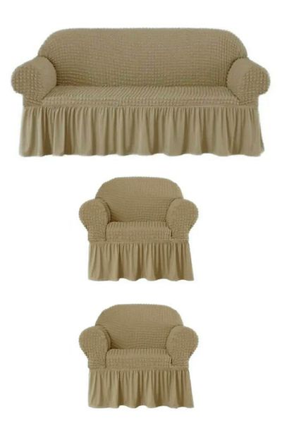 FurkanTicaret 3+1+1 Sofa, Wrapped Fabric Sofa and Sofa Set - 1 Piece of 3, 2 Pieces of Single