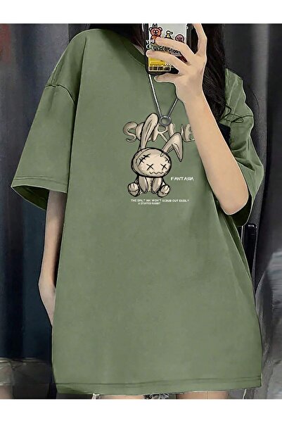 Adrift Σχεδιασμός κινουμένων σχεδίων και γραφικών Oversize T-shirt Cartoon/Le...