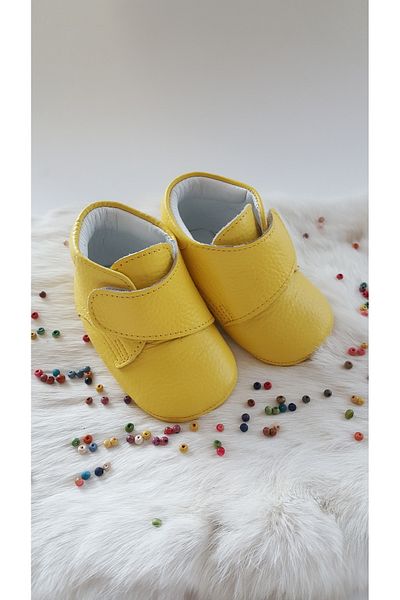 Hodore Genuine Leather Velcro Baby Boots Yellow
