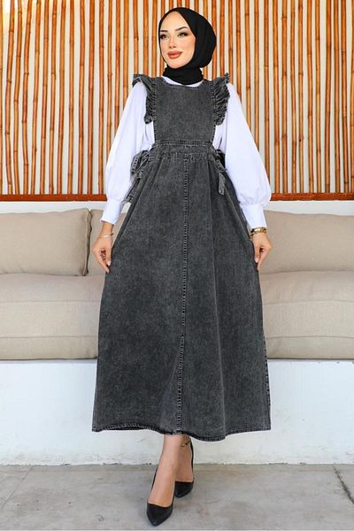 benguen 2090 Gilet-Kleid mit seitlicher Spitze, Schwarz