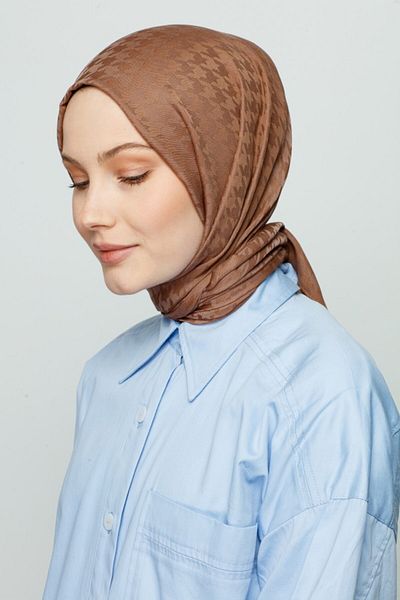 VALORSCARF Mocha Houndstooth Pattern Cashmere Shawl