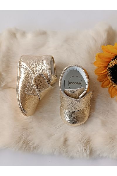 Hodore Genuine Leather Velcro Baby Boots Gold