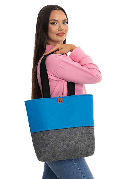 dilekolay حقيبة كتف نسائية من اللباد بتصميم بوتيك - حقيبة مزدوجة الألوان - 40...