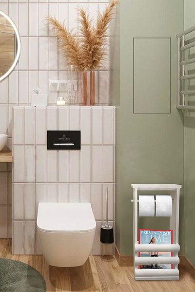 Grootland Wooden Toilet Paper Holder / Magazine Holder / Bookshelf / Newspaper Holder White